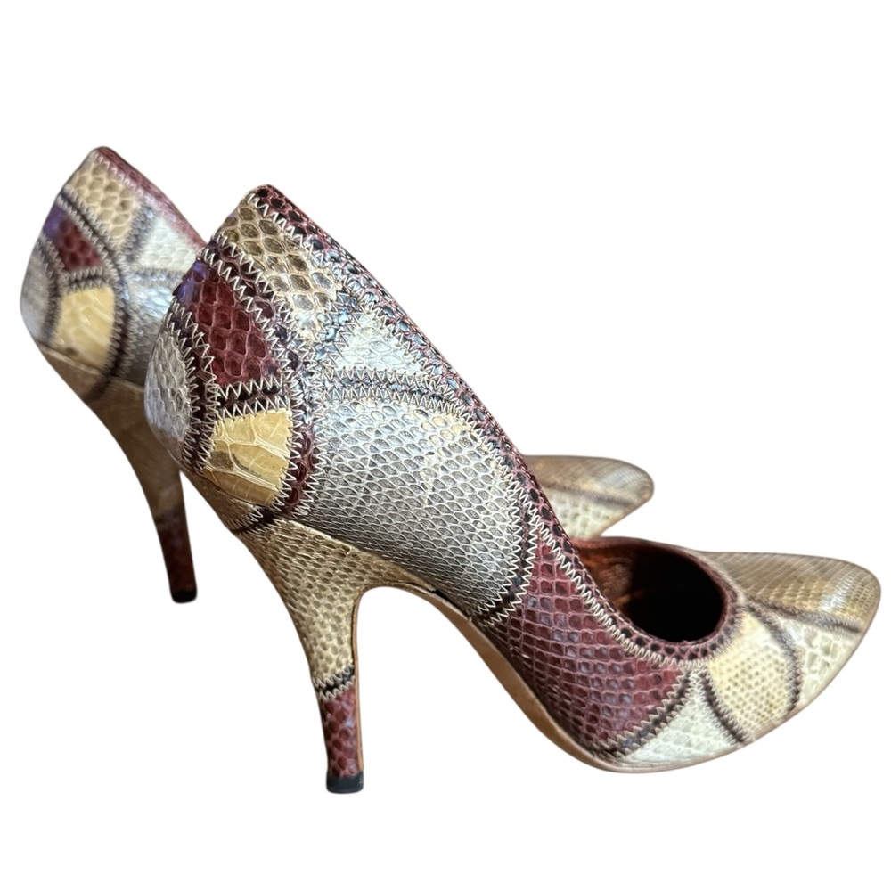 Gucci Python Snakeskin Patchwork Pumps Pointed To… - image 5